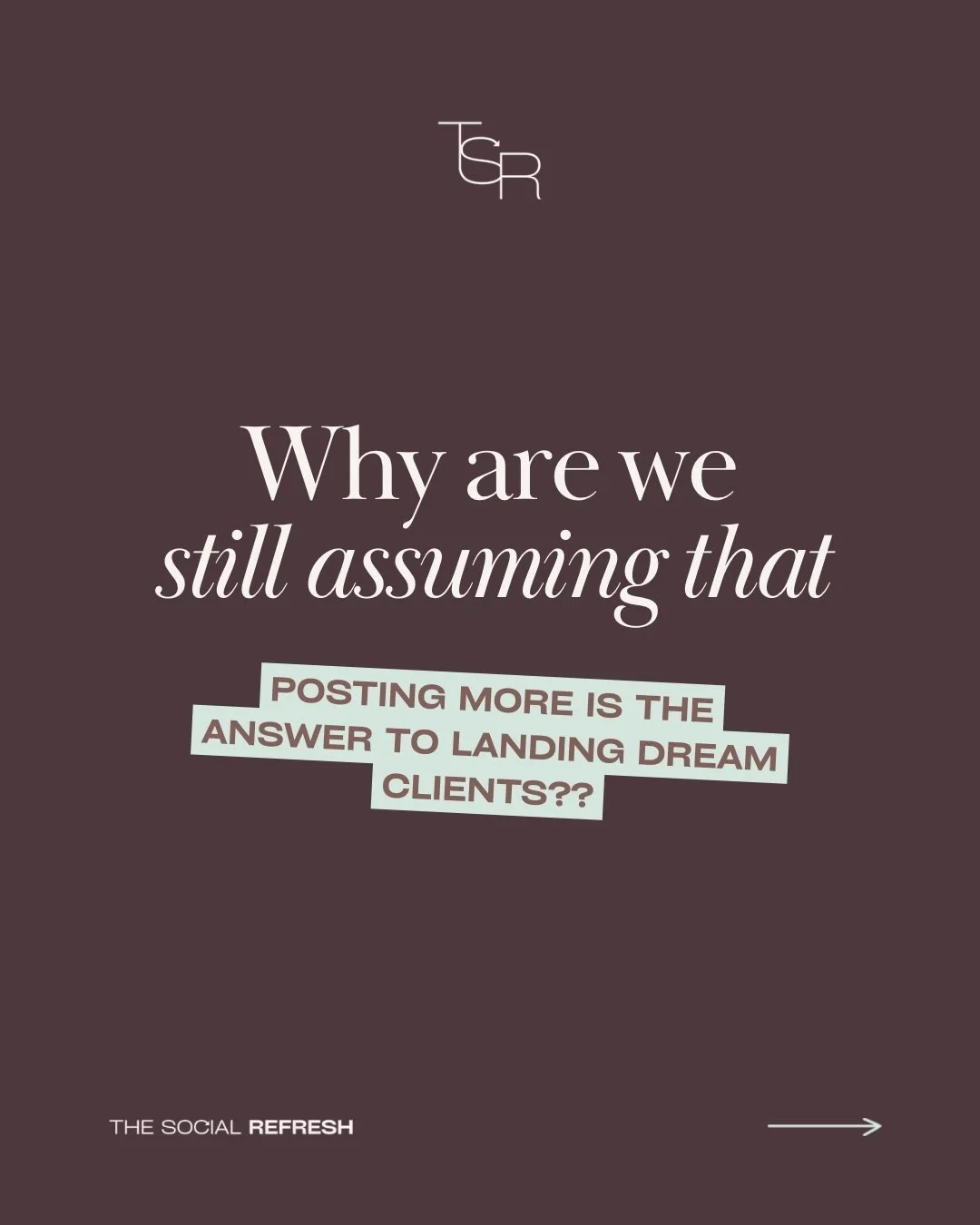 Unfortunately, post frequency does not directly correlate to dream clients, but also thank goodness because could you imagine how exhausting that would be?? 😮&zwj;💨

Posting everyday, increasing your reach, but getting nowhere closer to aligned lea