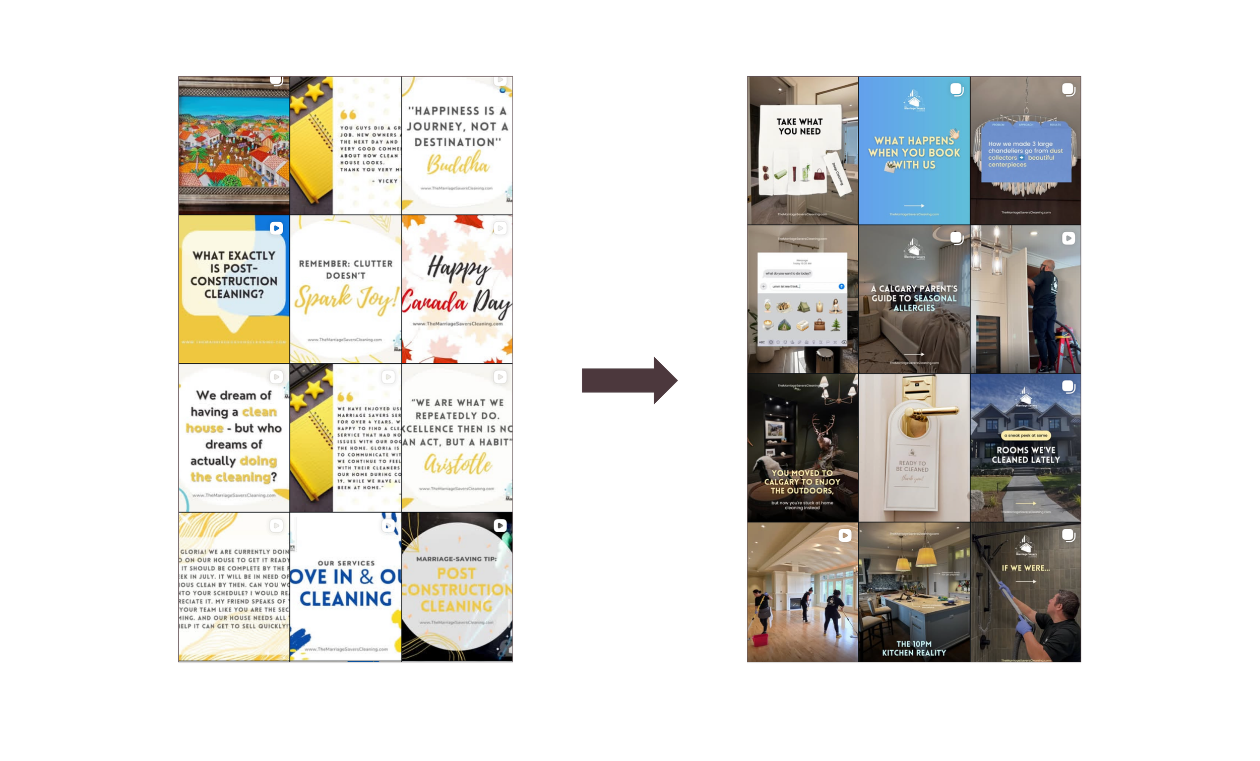Instagram Grid Feed Before & After for a Luxury Professional Cleaning Company