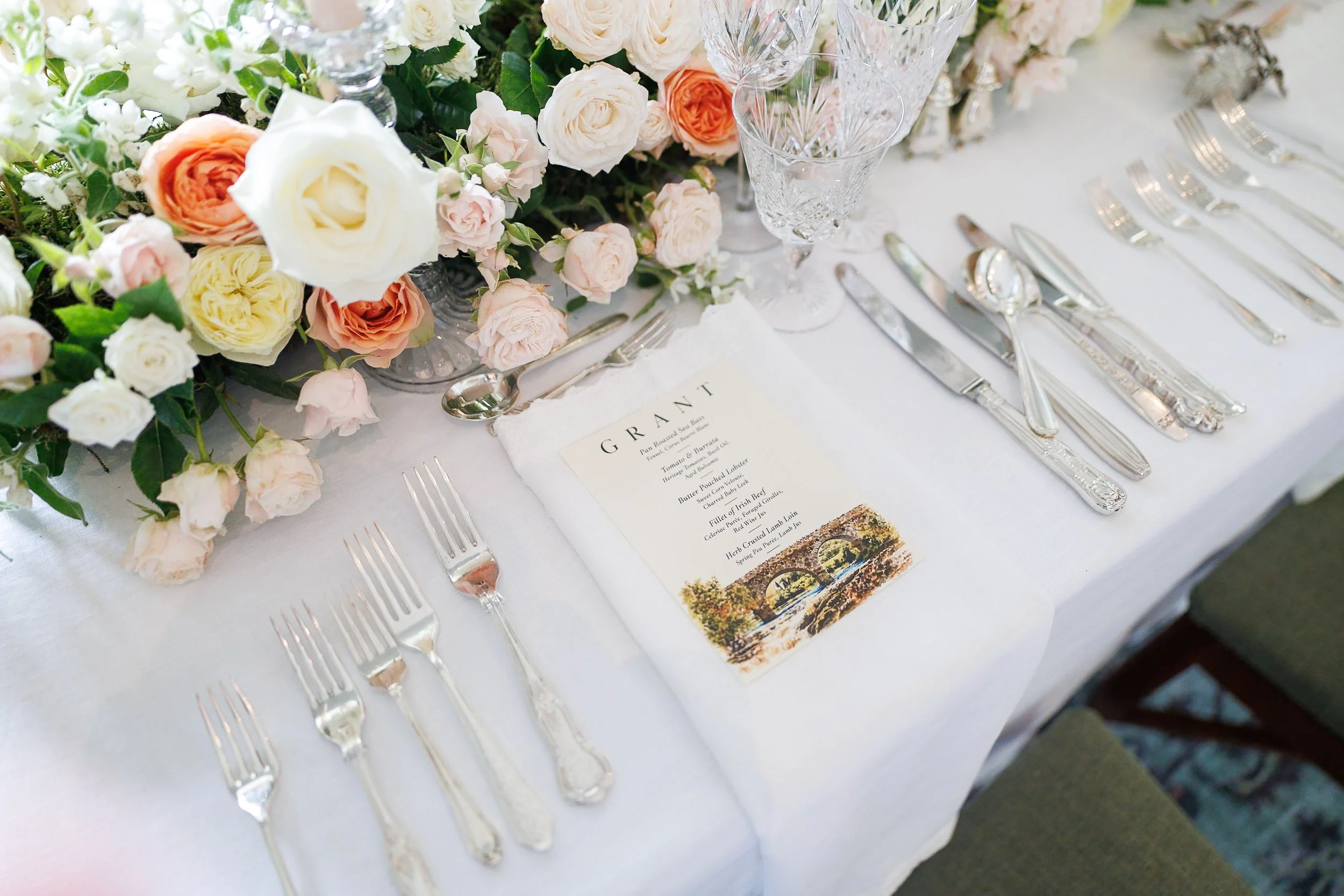 Close up flower runner wedding