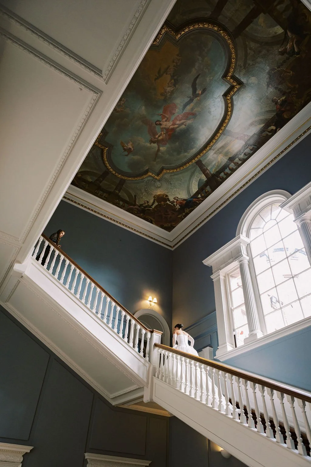 Bride on stairs Wedding Luttrellstown Castle