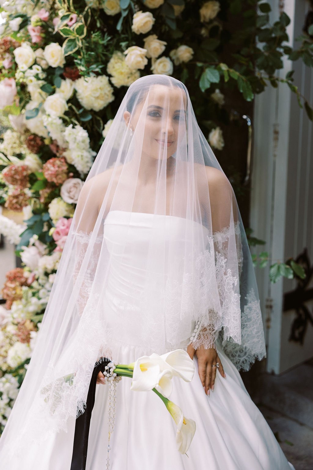 Close up bride flower backdrop