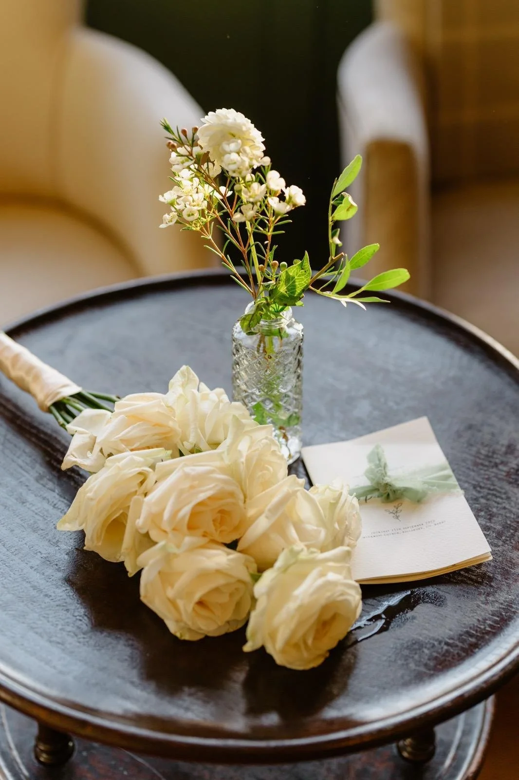 Bridal bouquet long stemmed roses