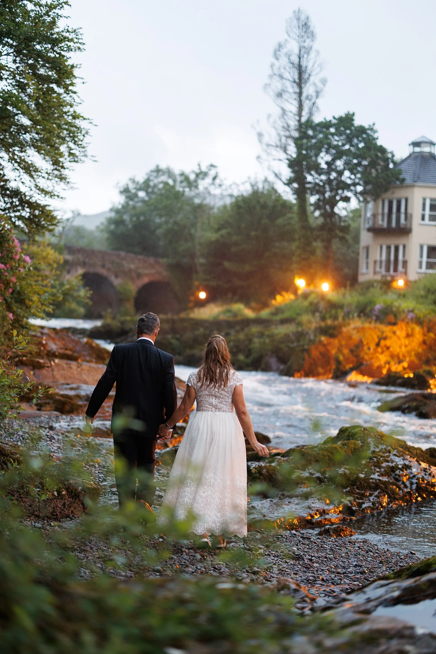 Bridal couple sunset