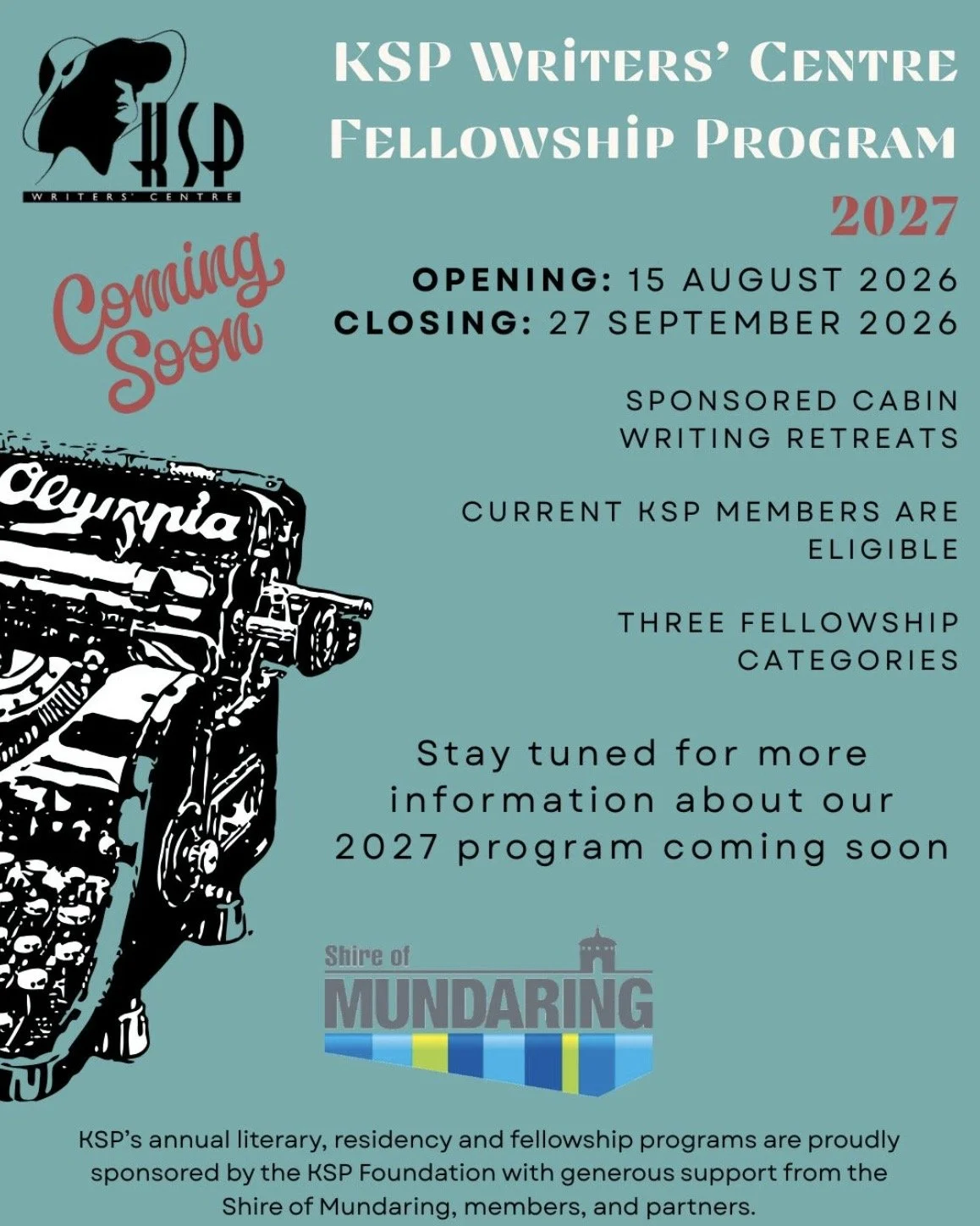 KSP Writers' Centre – 2027 Fellowship Program