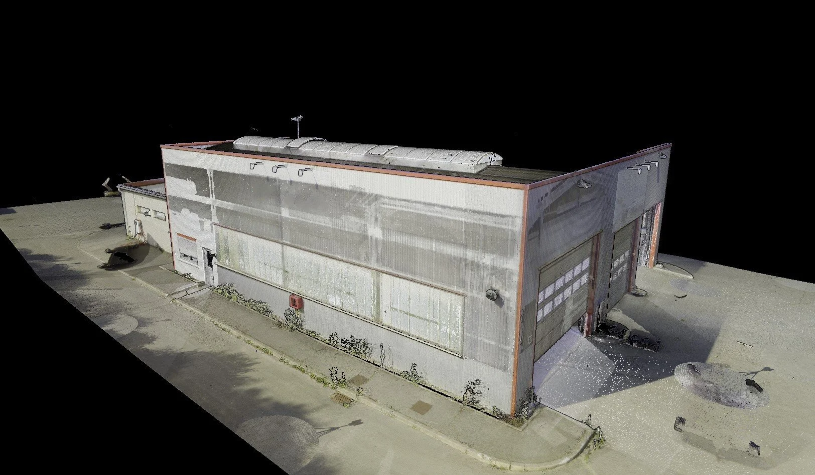 Bâtiment industriel à structure métallique.