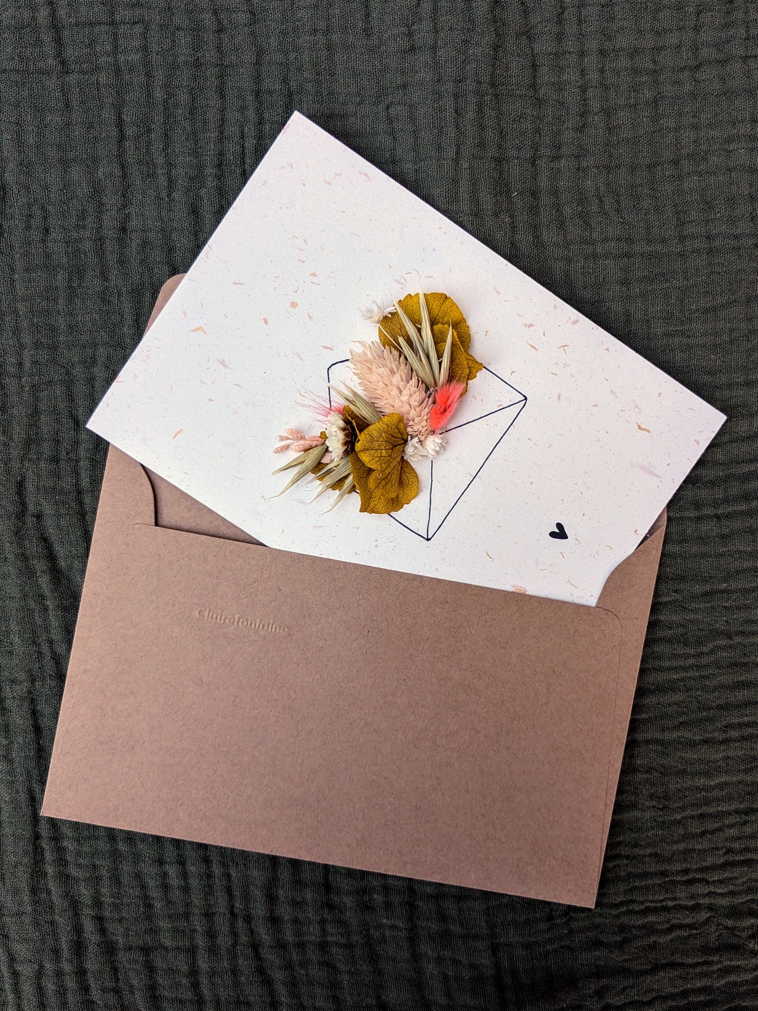 Carte de vœux message fleuri nude