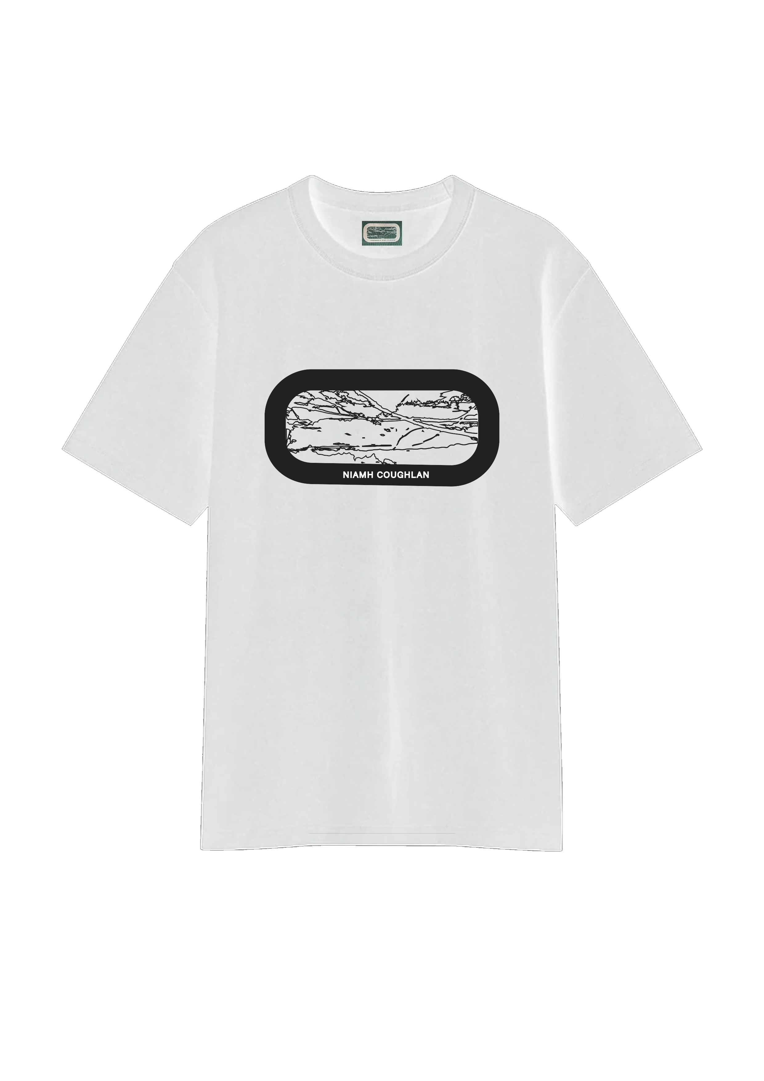 graphic print black white top