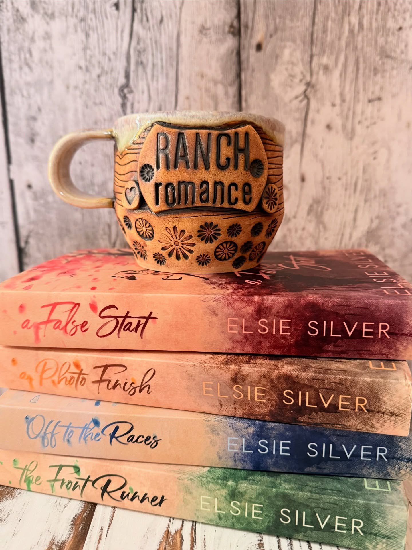 Making pottery while listening to romance novels on audiobook inspired some fun pieces last month.  I had a lot of fun making saddle leather texture come to life and a fun cup for my book club leader, Abby. A quote from one of my favorite characters 