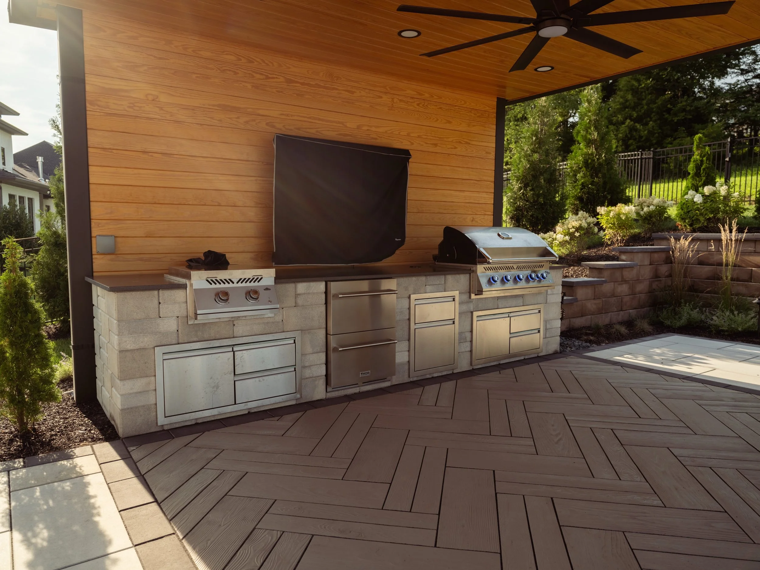 From custom outdoor kitchens to premier landscaping, hardscaping, water features, and fire features&mdash;we do it all. One team. One vision. One flawless outdoor living space. Ready to transform your property? Give us a call.