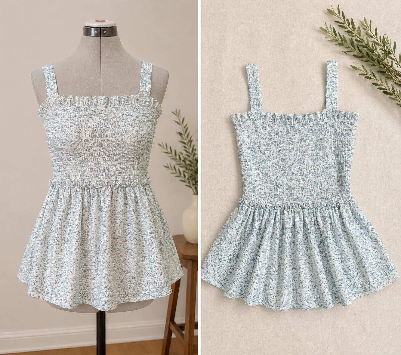 Concealed High Rise Nursing Tank in Sky Blue Paisley
