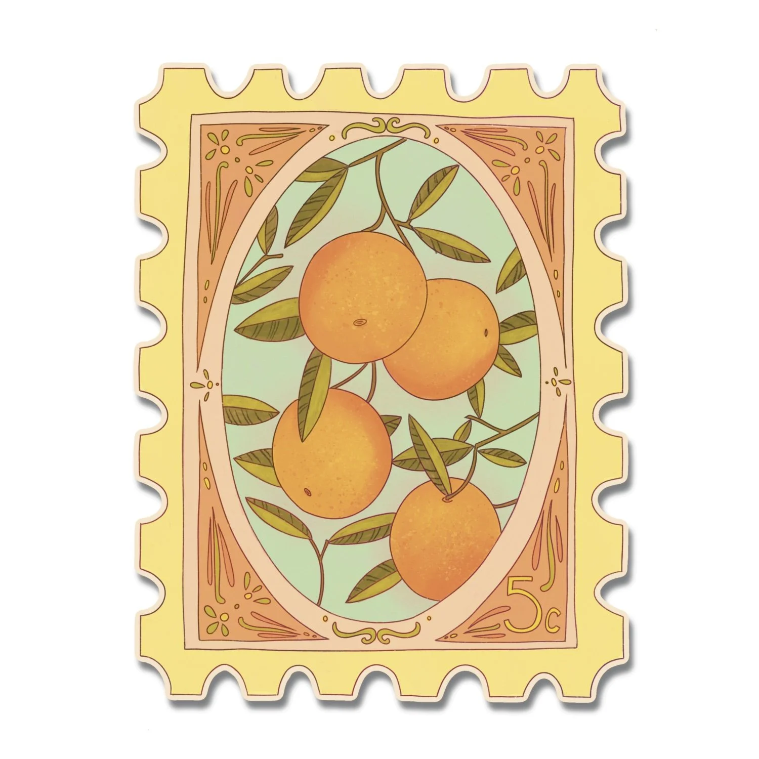 tangerine stamp sticker