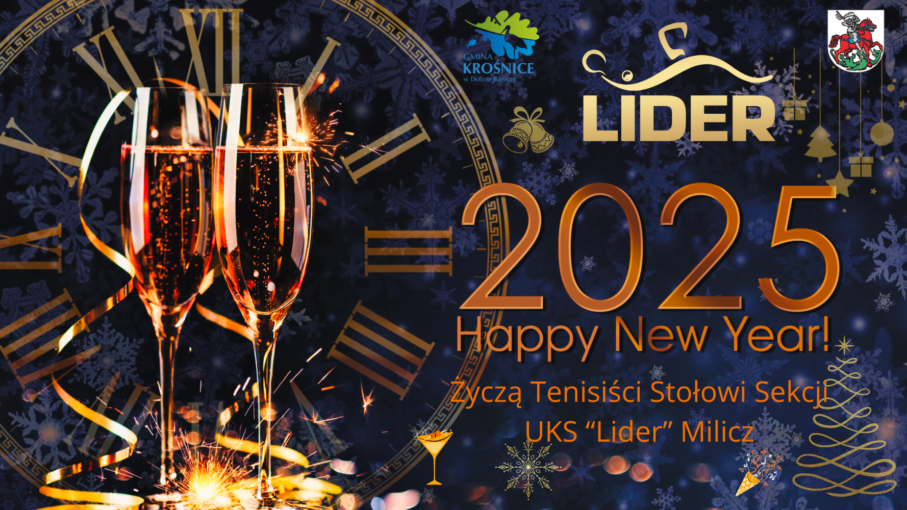 Życzenia Noworoczne 2025 od sekcji UKS “Lider” Milicz ! 