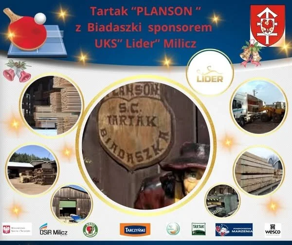 Tartak "PLANSON" z Biadaszki w 2025 roku ponownie wspiera Uczniowski Klub Sportowy "Lider" Milicz !