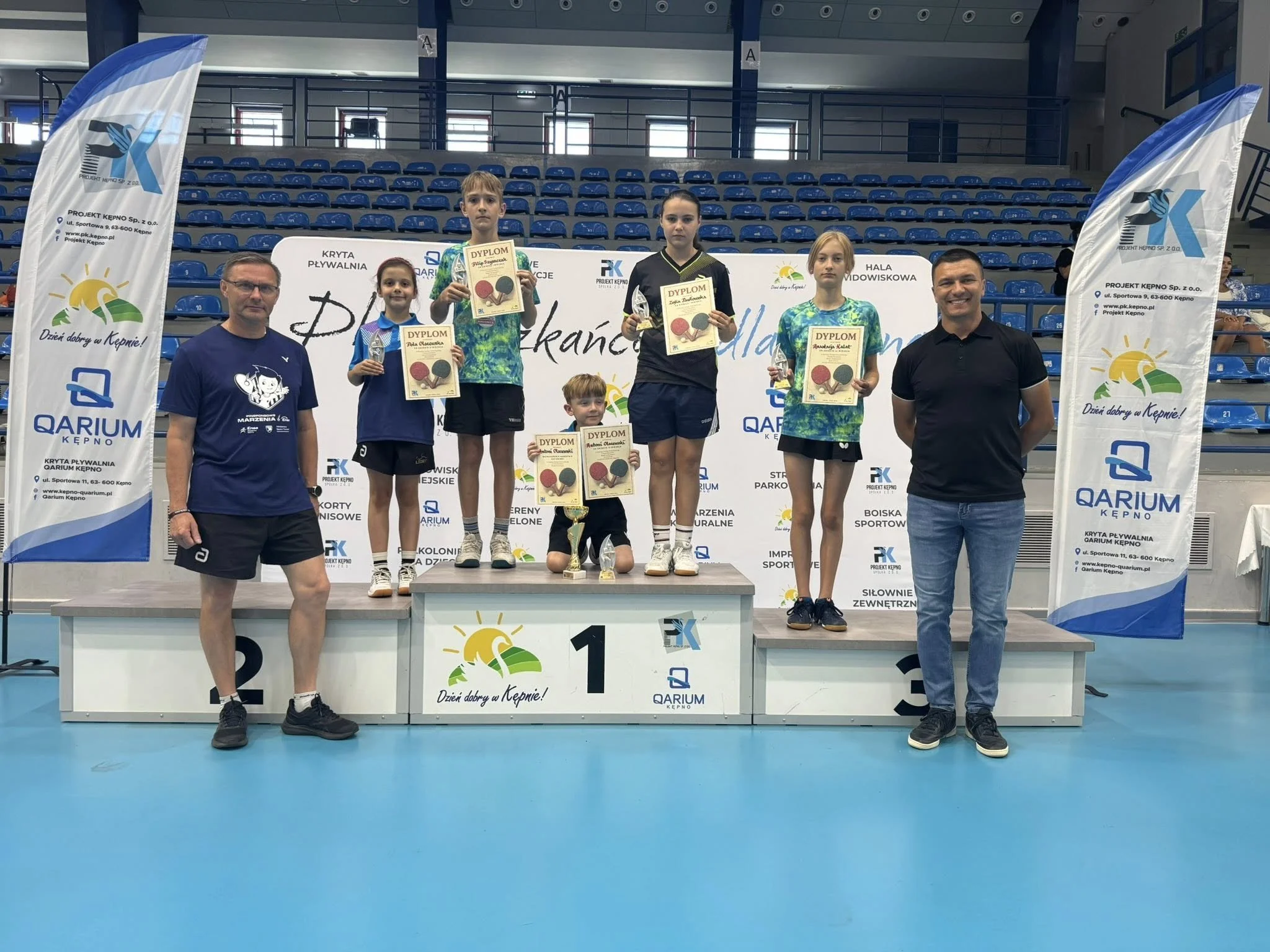 Pięć medalitenisistów milickiego „Lidera” podczas Turniej Tenisa Stołowego o „Puchar Burmistrza Miasta i Gminy Kępno!