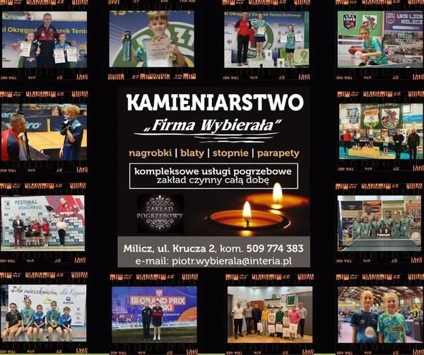 Kamieniarstwo - "Firma Wybierała" z Milicza wspiera tenis stołowym w roku 2025