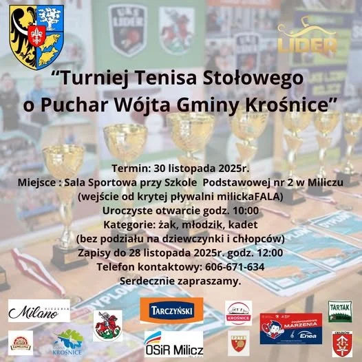 Turniej Tenisa Stołowego o "Puchar Wójta Gminy Krośnice".