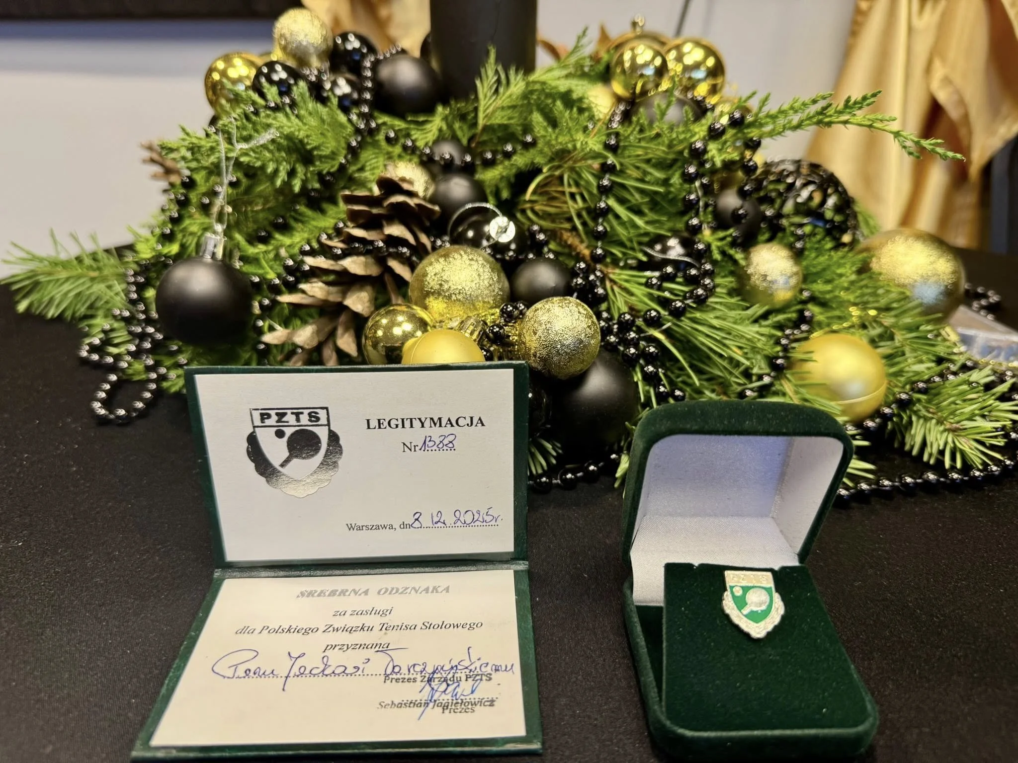 Srebrne odznaczenie dla naszego sponsora Pana Jacka Tarczyńskiego od władz PZTS !