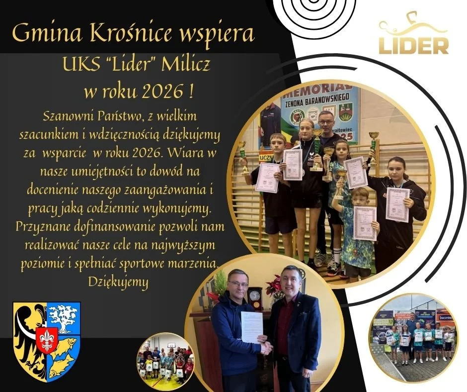 UKS „Lider „ otrzymuje wsparcie z Gminy Krośnice na rok 2026!