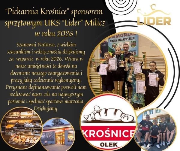 “Piekarnia Olek” sponsorem sprzętowym tenisistów stołowych !