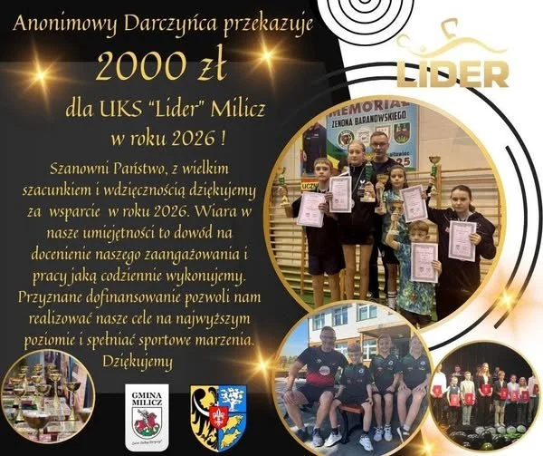 Dwa tysiące złotych od anonimowego darczyńcy dla tenisistów stołowych !