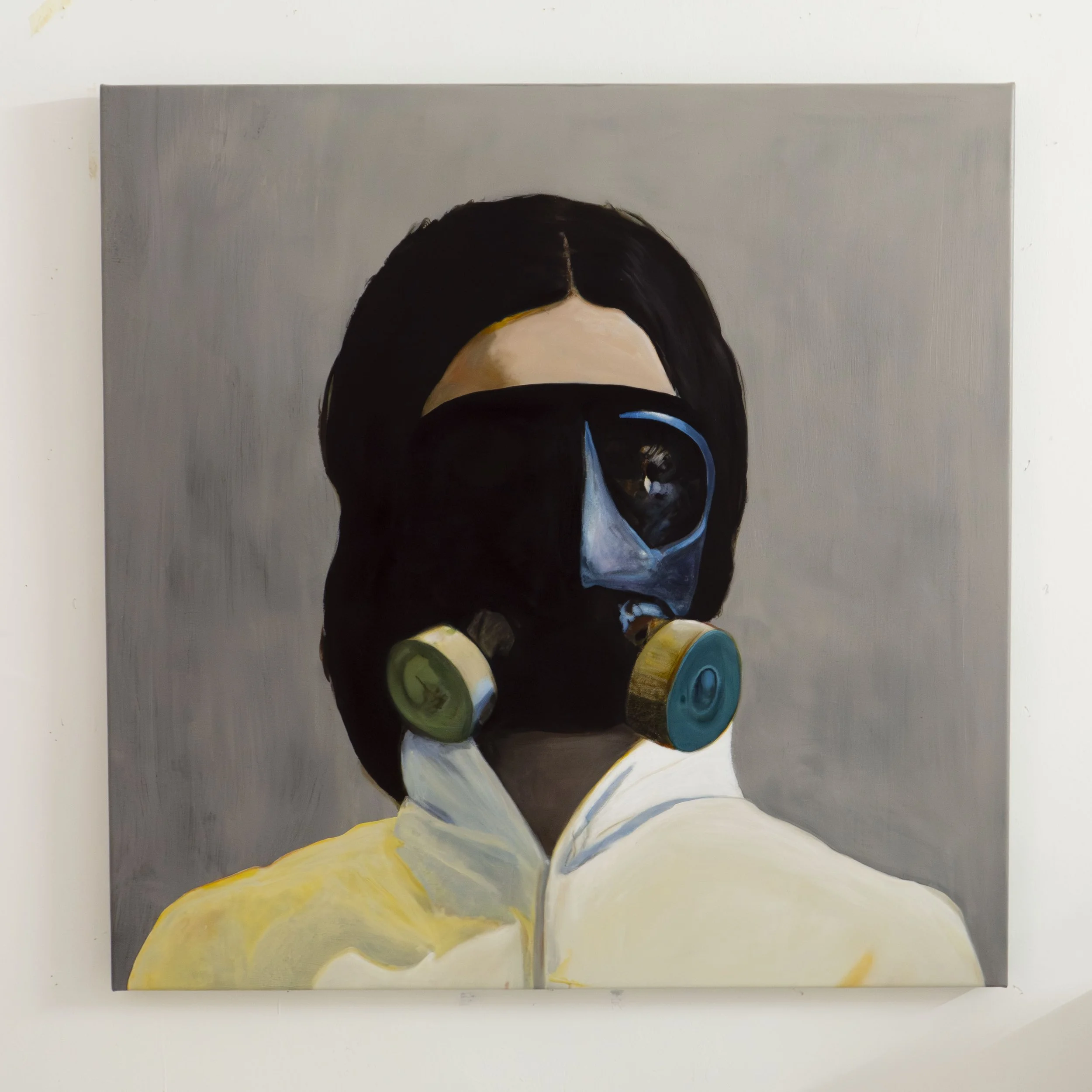 Aftermath of the Pandemic 2020 Series - Portrait with Mask 01, acrylic on canvas 100 x 100 cm.