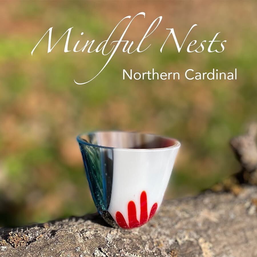 Winter is here and with it I&rsquo;m seeing lots of cardinals out my window!  They have inspired a new MindfulNest!  #vtartist #vtglassguild #vtglass