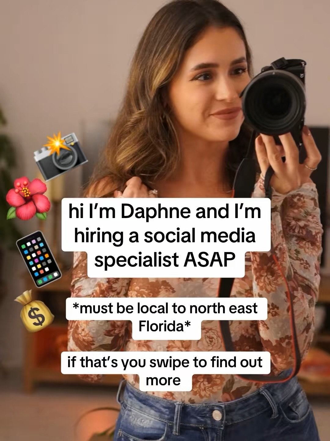 I literally have no time to make this look cute sorry I just desperately need help haha

Looking to hire a social media specialist with at least two years of experience and STRONG VIDEO EDITING SKILLS. 

I need someone local to northeast Florida to a