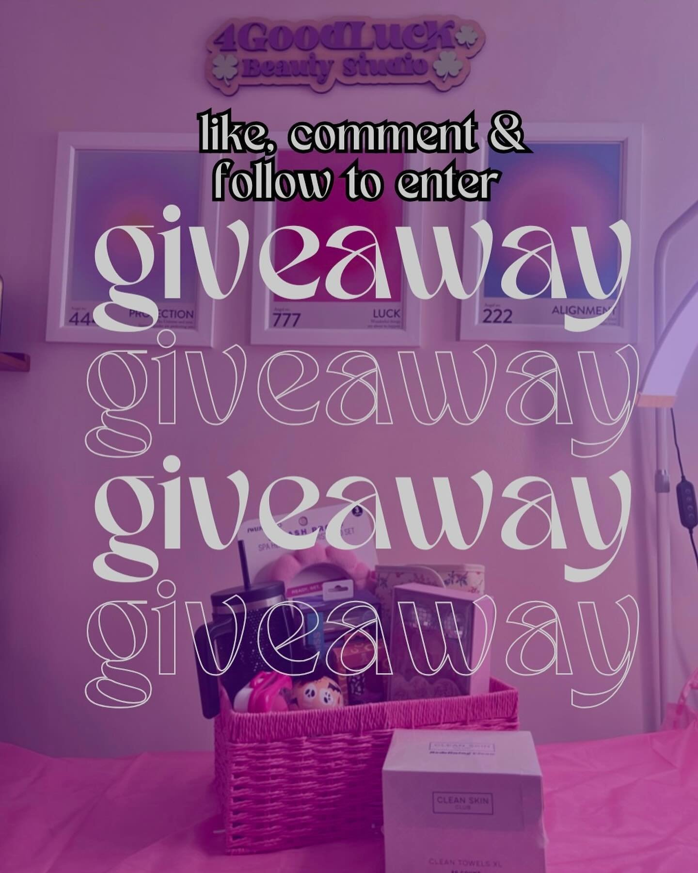 IN HONOR OF OFFICIALLY OPENING 4GOODLUCK BEAUTY STUDIO 🍀 

SLIDE FOR GIVEAWAY DETAILS ➡️

one lucky winner will receive this goodie basket + PLUS 1 FREE SERVICE of your choice!

(Gift giving is one of my love languages so I am so excited to whoever 