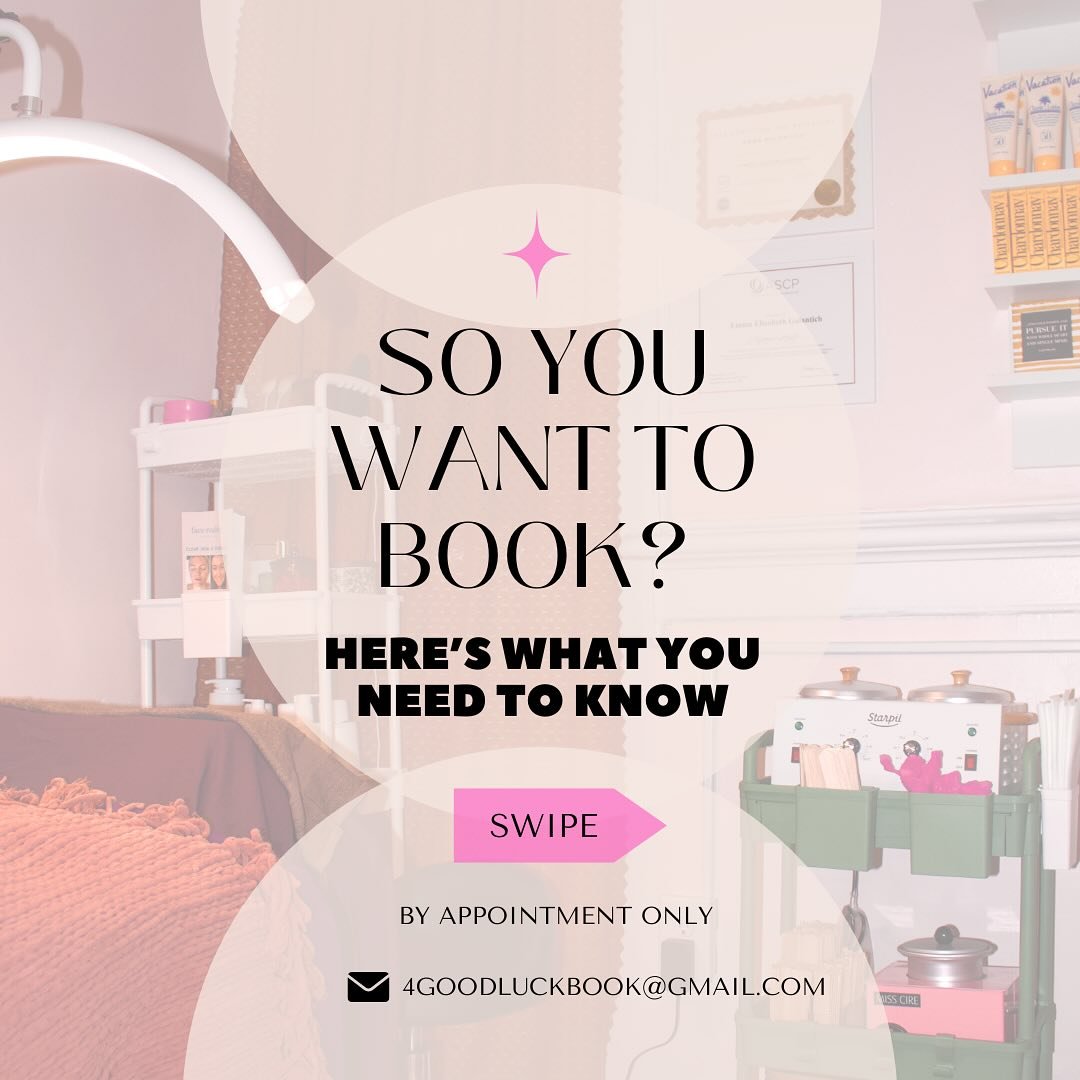 SO YOU WANT TO BOOK ??? 

🍀 here&rsquo;s what you need to know! 

MENTIONED IN THIS POST: 
⭐️ Services Offered 
⭐️ Skincare Services 
⭐️ Skincare FAQ 
⭐️ Makeup Services 
⭐️Makeup FAQ 
⭐️Waxing Services 
⭐️Waxing FAQ 
⭐️ Bridal Services - Available 