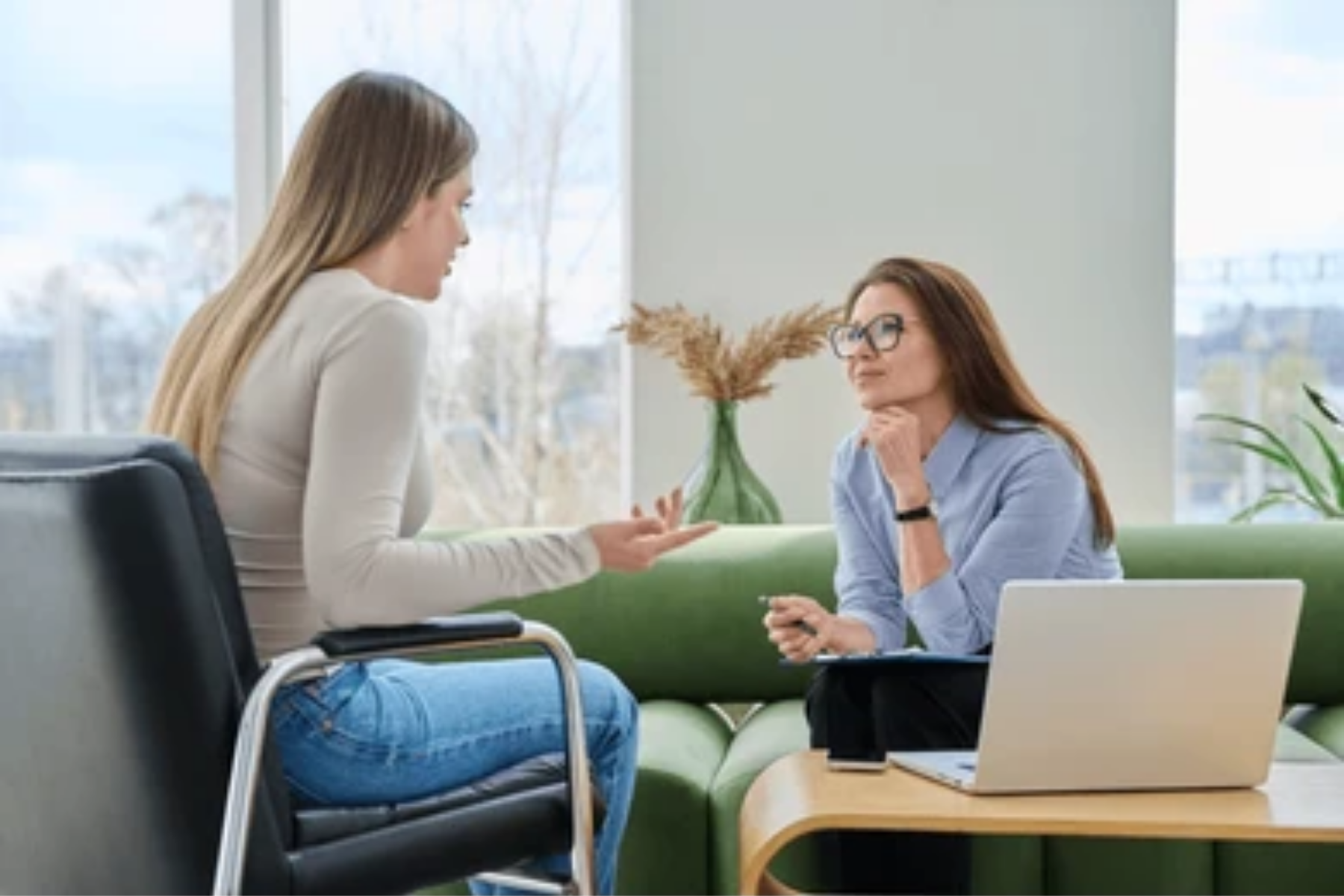 Mother and Therapist discussing how good life is