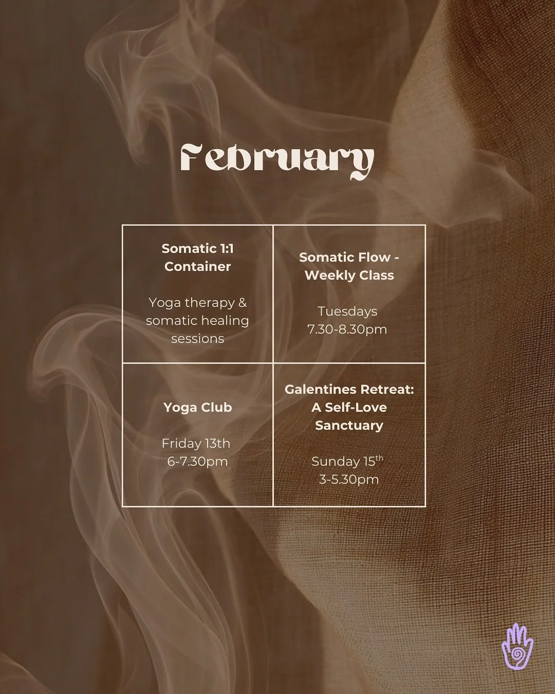 February schedule 🌱✨ spaces to be held, to return to feeling, to recover and heal, to remember our aliveness and our humanity.

Links to book in bio ❣️