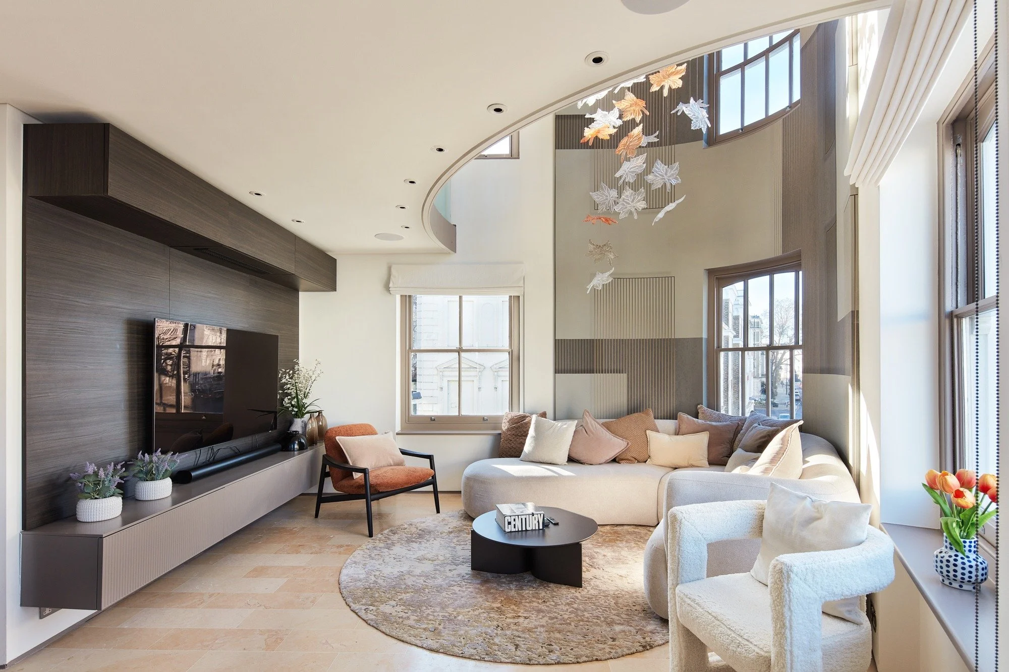 Novamobili tv wall unit in this notting hill apartment