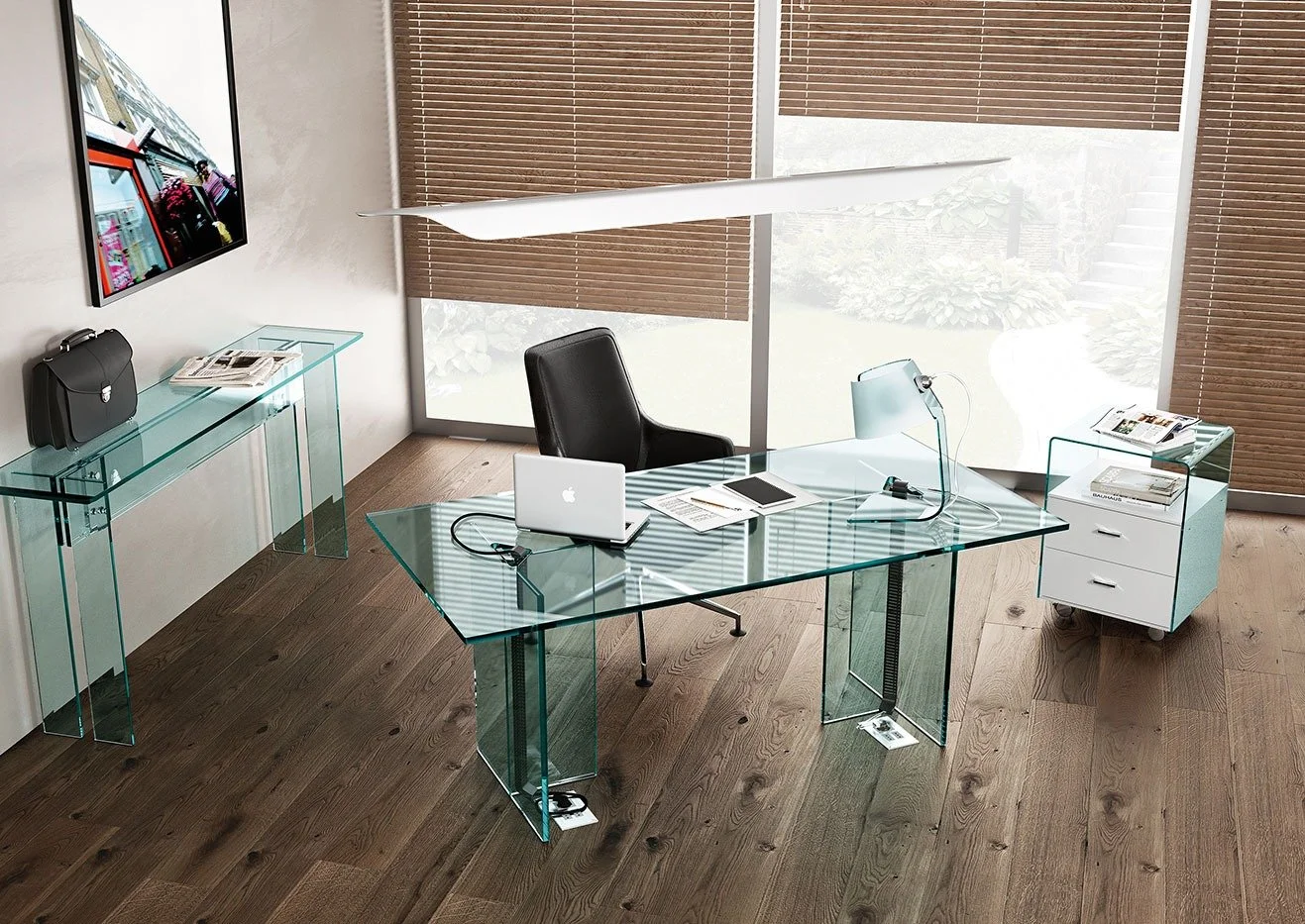 Glass home office desks by Fiam italia