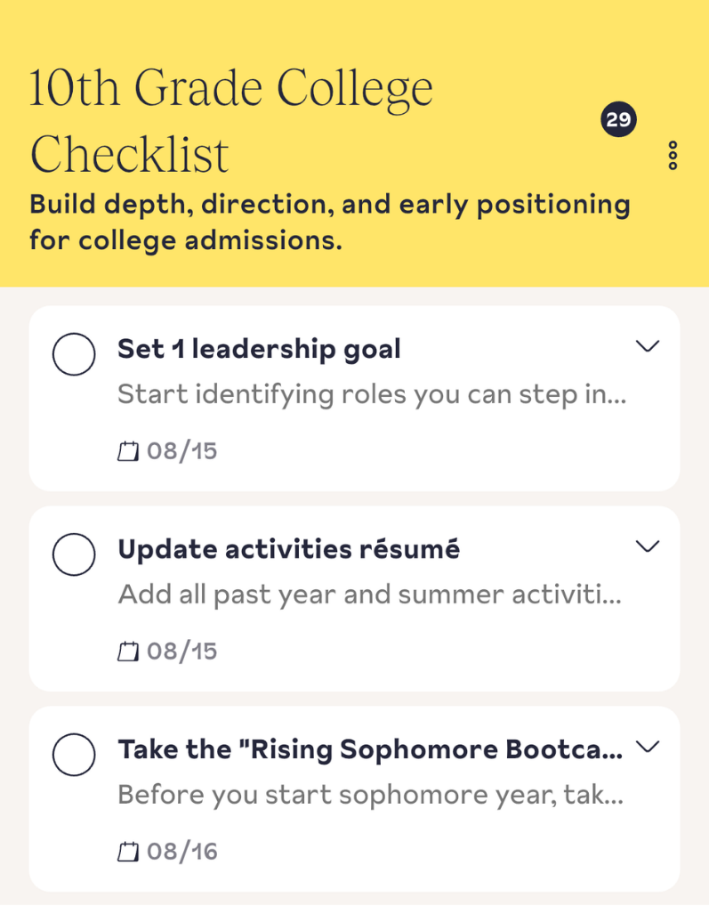 College Prep Checklist - 10th Grade | Jam Family Calendar