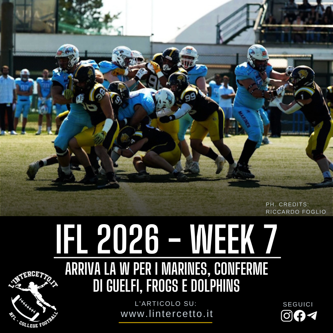 IFL 2026 Week 7: Arriva la W per i Marines, Conferme di Guelfi, Frogs e Dolphins