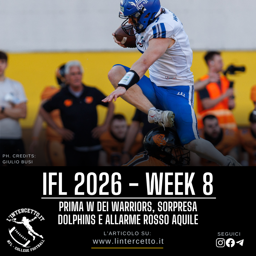 IFL 2026 Week 8: Prima W dei Warriors, sorpresa Dolphins e allarme rosso Aquile