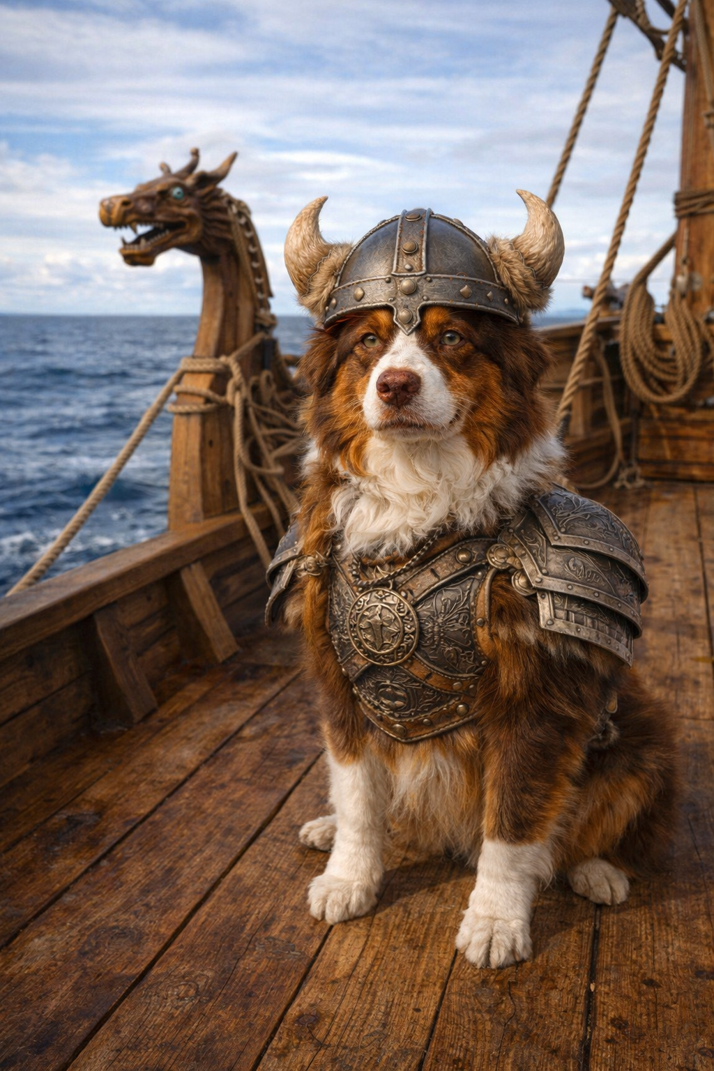 Spike the Vike stands guard for melodious sirens in the night.