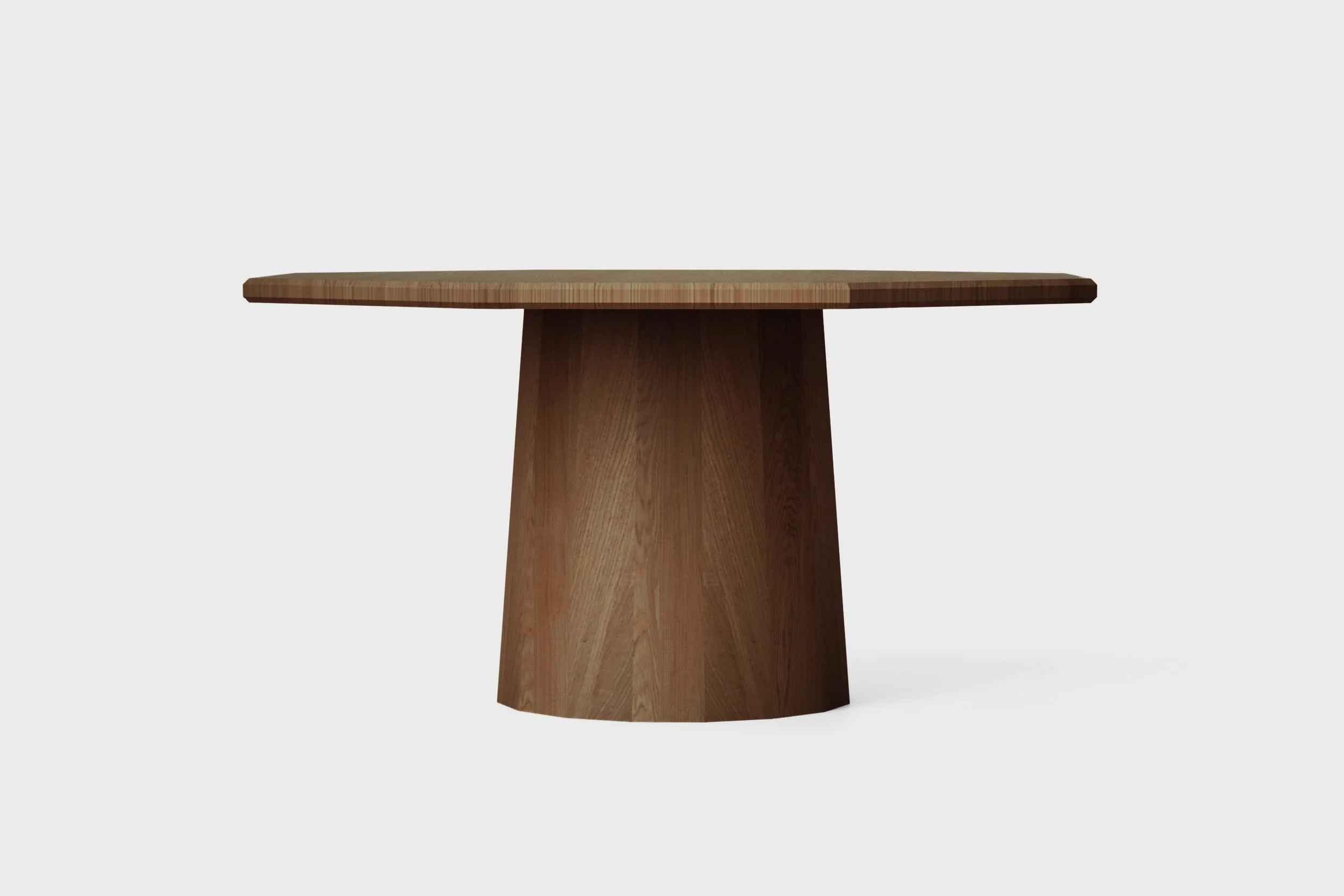 Ottaro / Octagon Eettafel met Sculpturale Kolompoot in Massief Walnoot