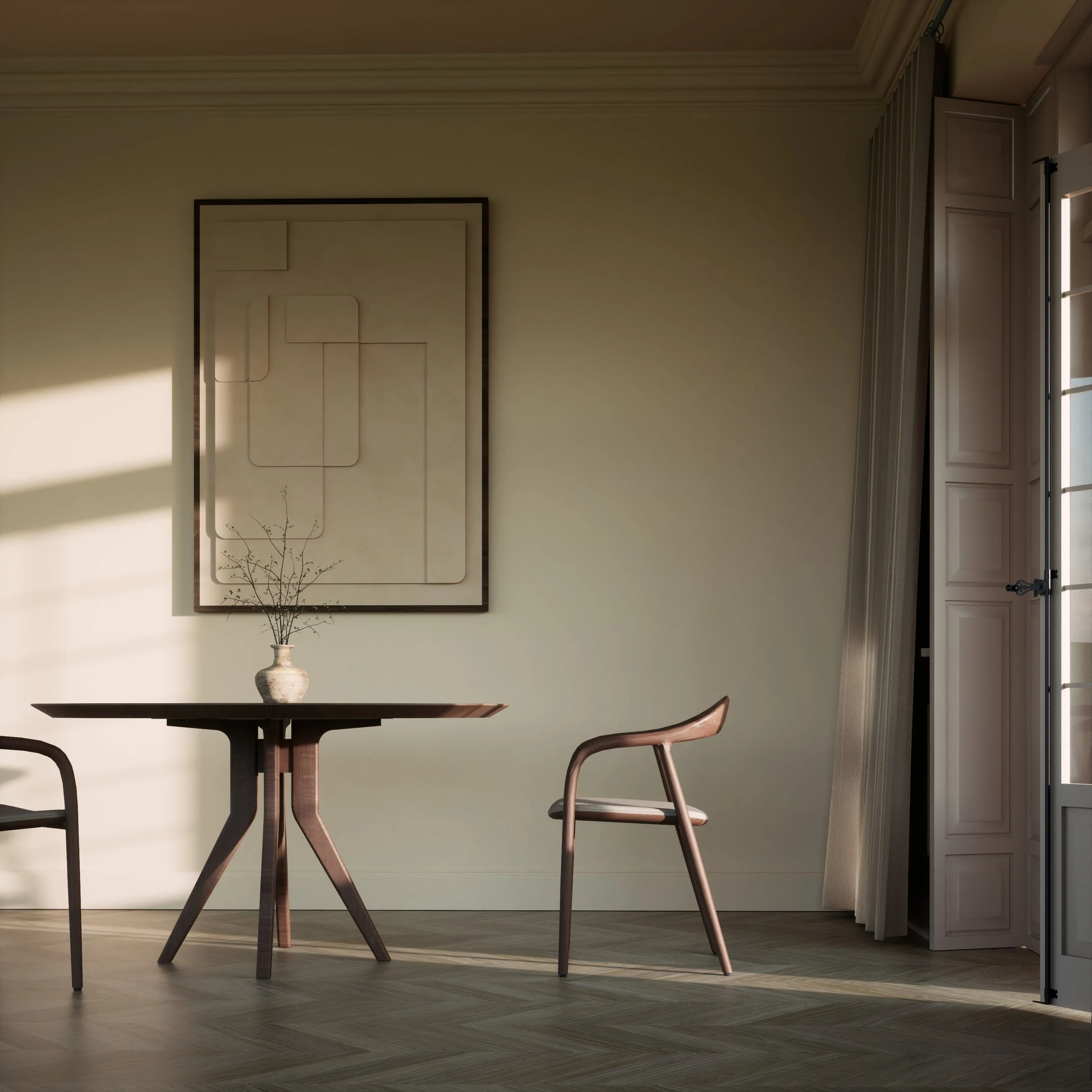 Ronde tafel als middelpunt van de ruimte