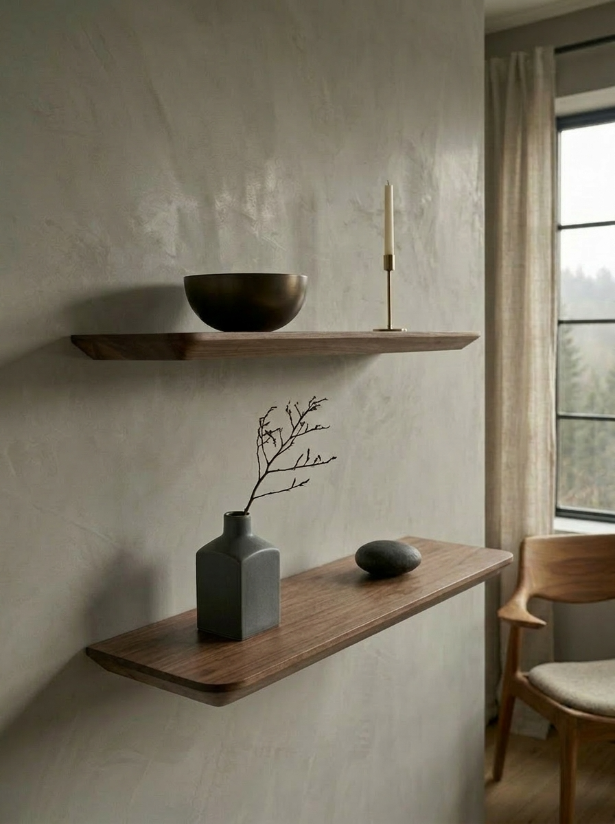 Walnut Wallshelf with facet edge modern wall shelves.png