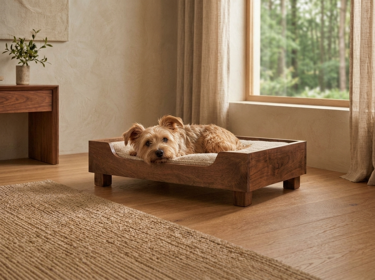 massief hout hondenbed voor matras in walnoot.png