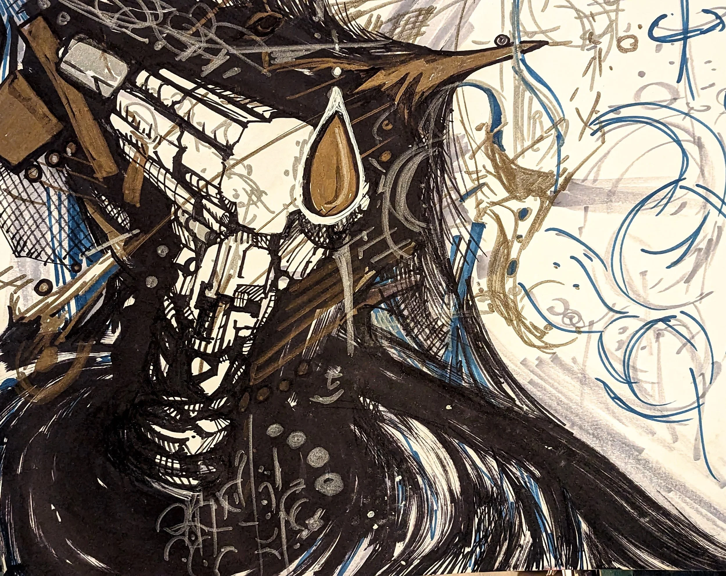 Pistola Especial - Marker on Paper - 12" x 16"