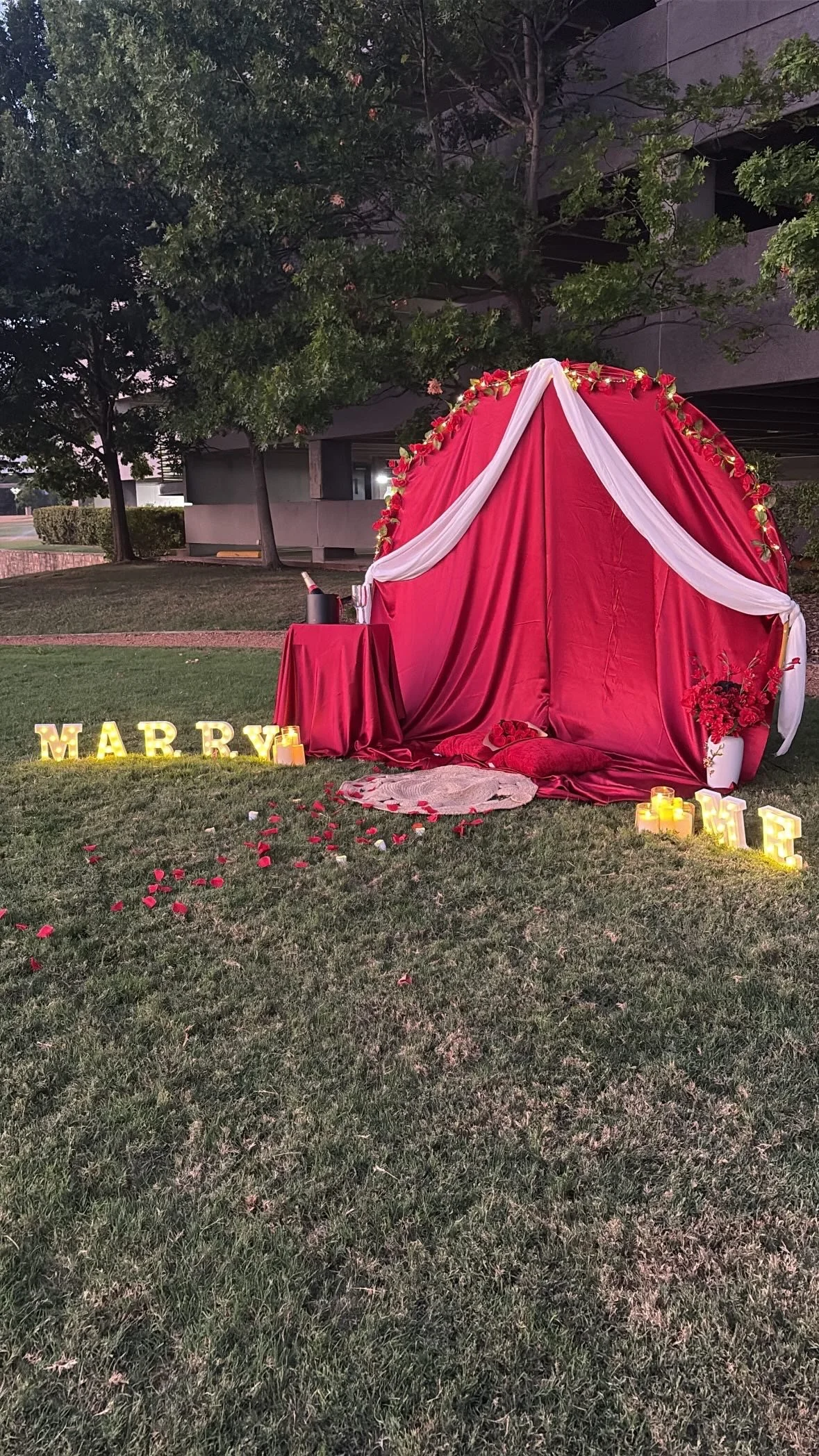 Luxury proposal setup in Dallas