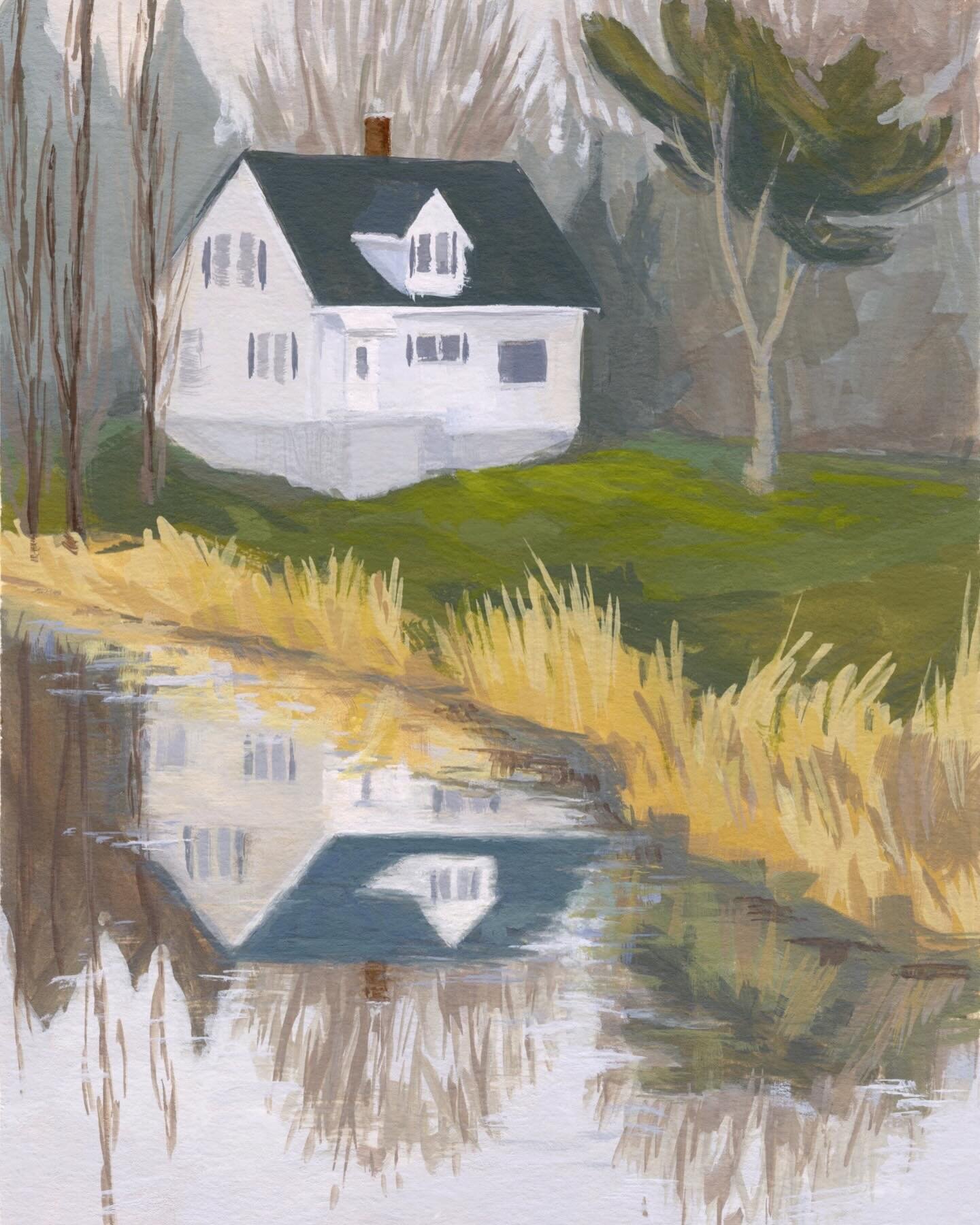 This painting sold to the new homeowners! 🙌🥰 I pass by this sweet house often on my near-daily walks to the ocean. I love when conditions are just right and I get to see its charming reflection in the marsh/pond waters. 💛

All paintings in this co