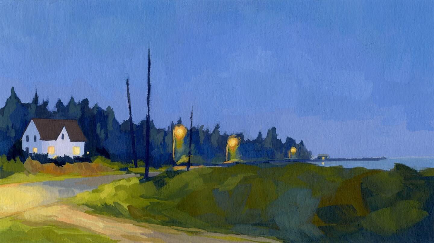 Ever have an ordinary seeming moment that just&hellip; sticks with you? I remember well the nighttime walk that I captured in this painting &ldquo;Nightfall at Ocean&rsquo;s Edge&rdquo;. 💙

I walked for about an hour after dark one warm and calm sum