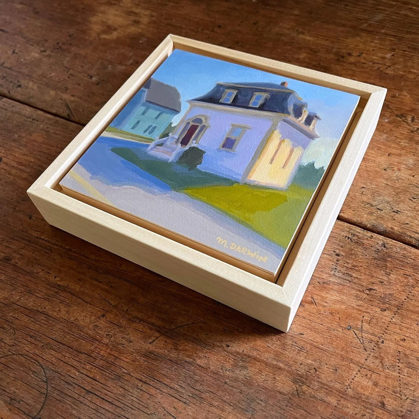 In musical terms, a miniature is a brief self-contained piece of music. Creating these small square paintings reminded me of the pieces I played on piano during my childhood. Each explores a particular idea or form of expression. 🎶🎨

In this scene,
