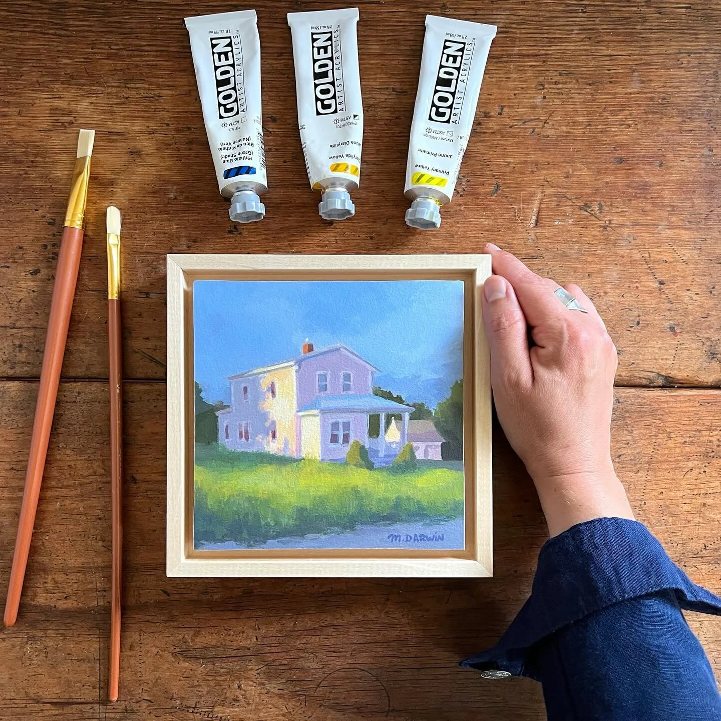 All-in-all, I made three paintings of this house a few doors down from mine. I thought it&rsquo;d be fun to see all three together in one spot, here 🤗

Lit Grasses, 6&rdquo;x6&rdquo;, The Miniatures Collection.

Cool Shadows, 12&rdquo;x18&rdquo;, So