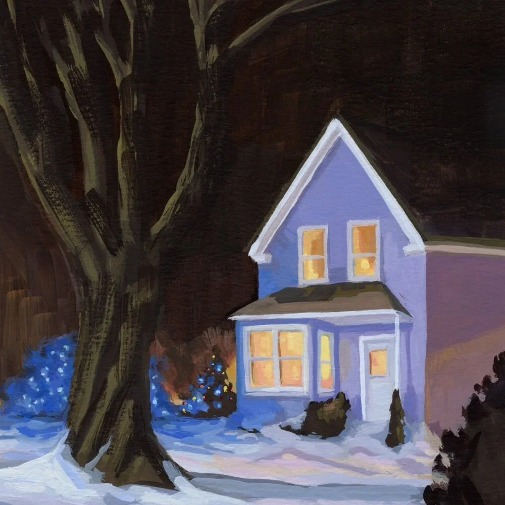 It&rsquo;s that time of year! ❄️🎄Here, along the coast, it is often rhododendron shrubs that are filled with holiday lights. This lilac coloured house turned all kinds of fun colours with the blue festive lights and house lights shining on different