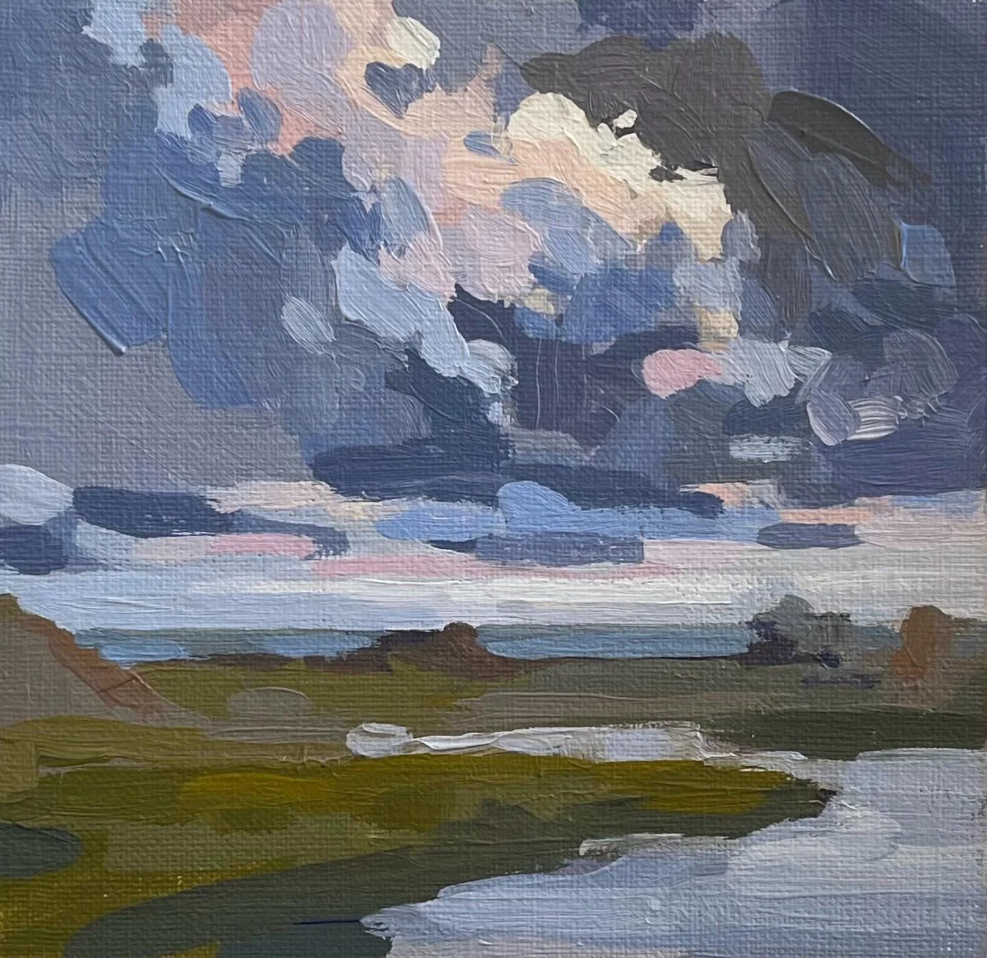 Playing around in the studio, capturing skies and sunsets&hellip; These are small acrylic studies.&nbsp;I made an entire stack of them &ndash; with much delight! It can be great fun to push paint around. 🤗

#canadianpainters #canadianpainter #canadi