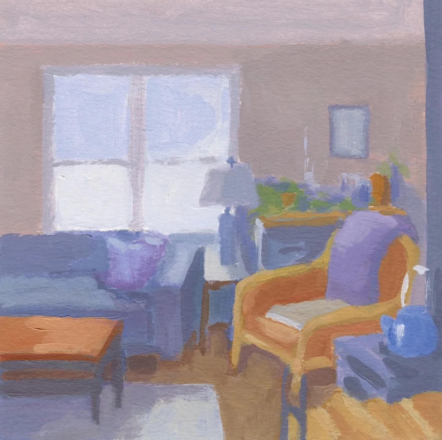 This trio of painting studies were made for a class I took with @laurajrsmith through the @winslowartcenter. These were painted from life. The lighting didn&rsquo;t change in the room itself, but I translated the scene from an ordinary overcast day (